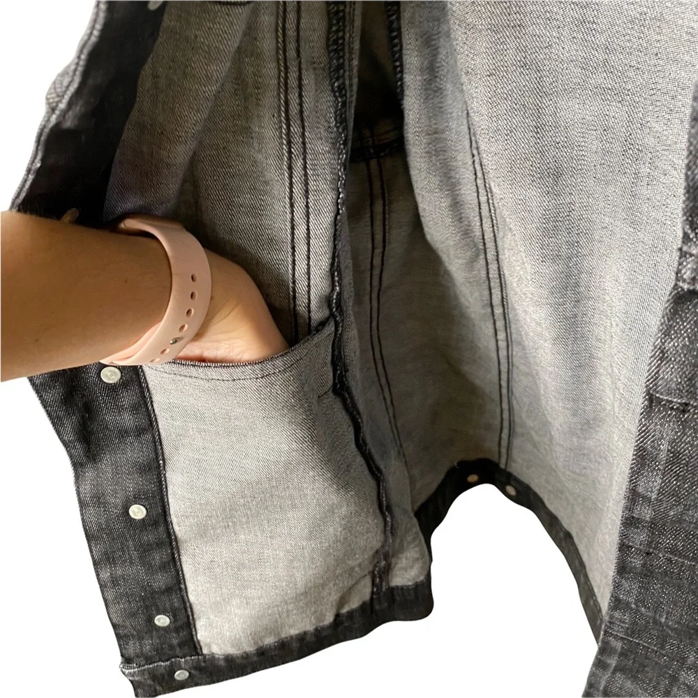 Hudson Jeans Moto Oversized Jacket Grey Black Denim Size Small - Picture 9 of 16